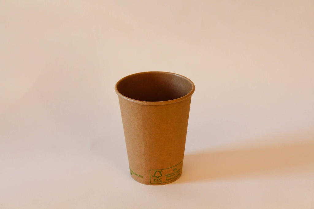 Kaffeebecher Ø90mm/300ml mit Bagassedeckel / braun / 1000 Stk.