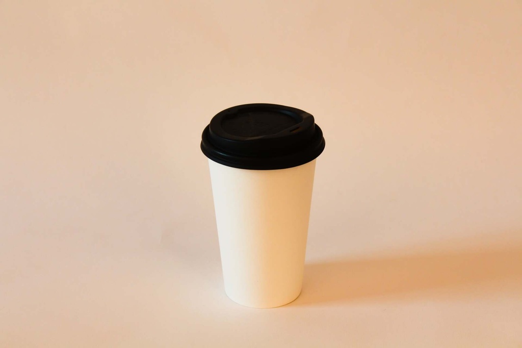 Kaffeebecher Ø90mm/300ml mit Deckel CPLA schwarz / weiß / 1000 Stk.