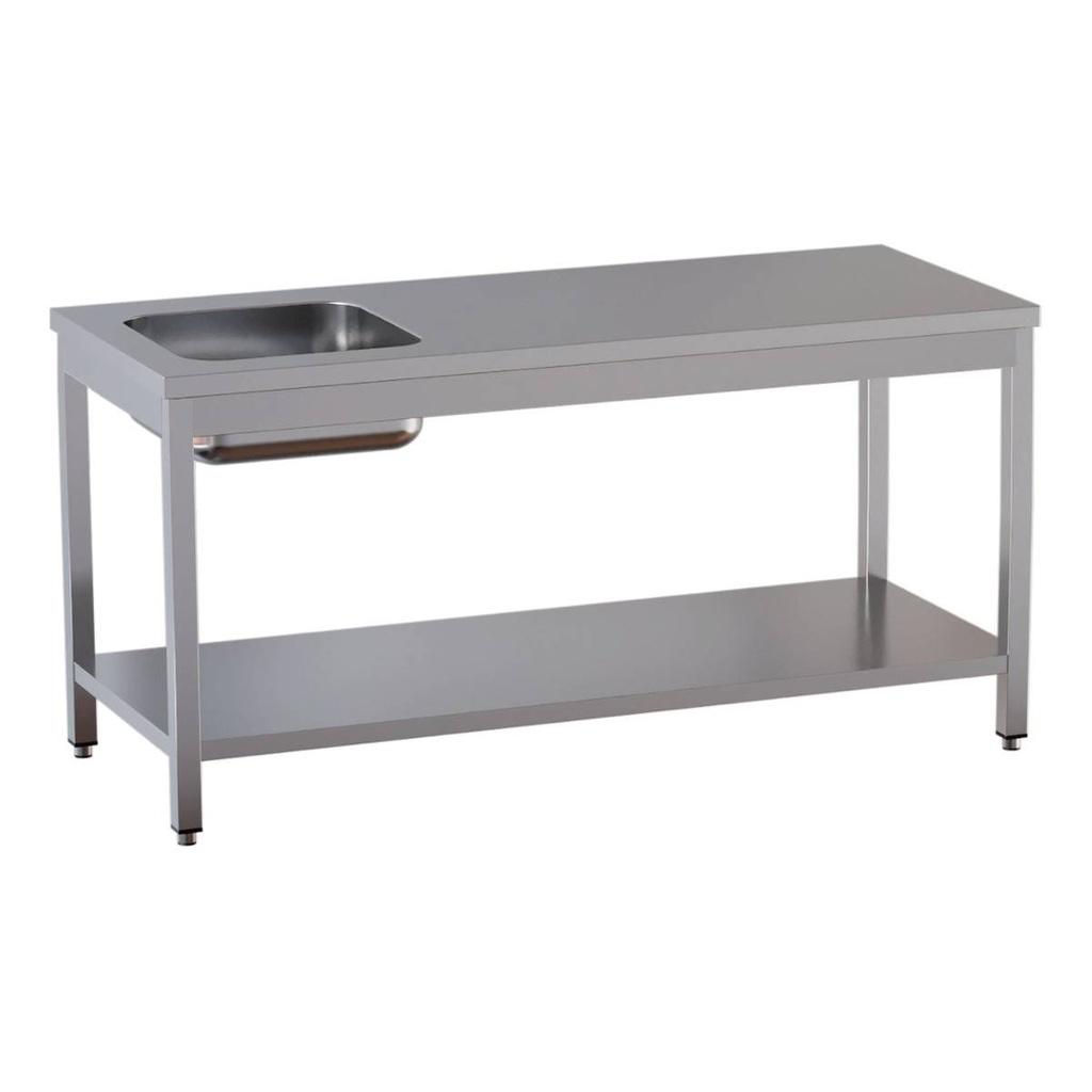 TOPLINE Cheftisch / Becken links, 2000 x 600 mm