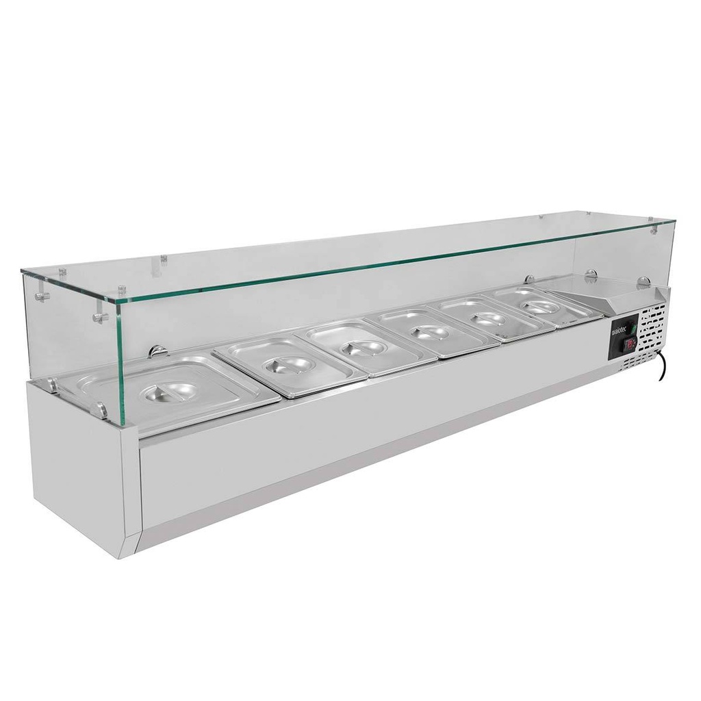 Pizzakühltisch / 2-türig "grau" inkl. Kühlaufsatz GN1/3, 1510 x 800 mm