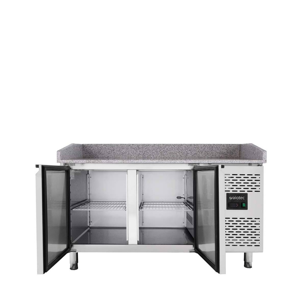 Pizzakühltisch / 2-türig "grau" inkl. Kühlaufsatz GN1/3, 1510 x 800 mm