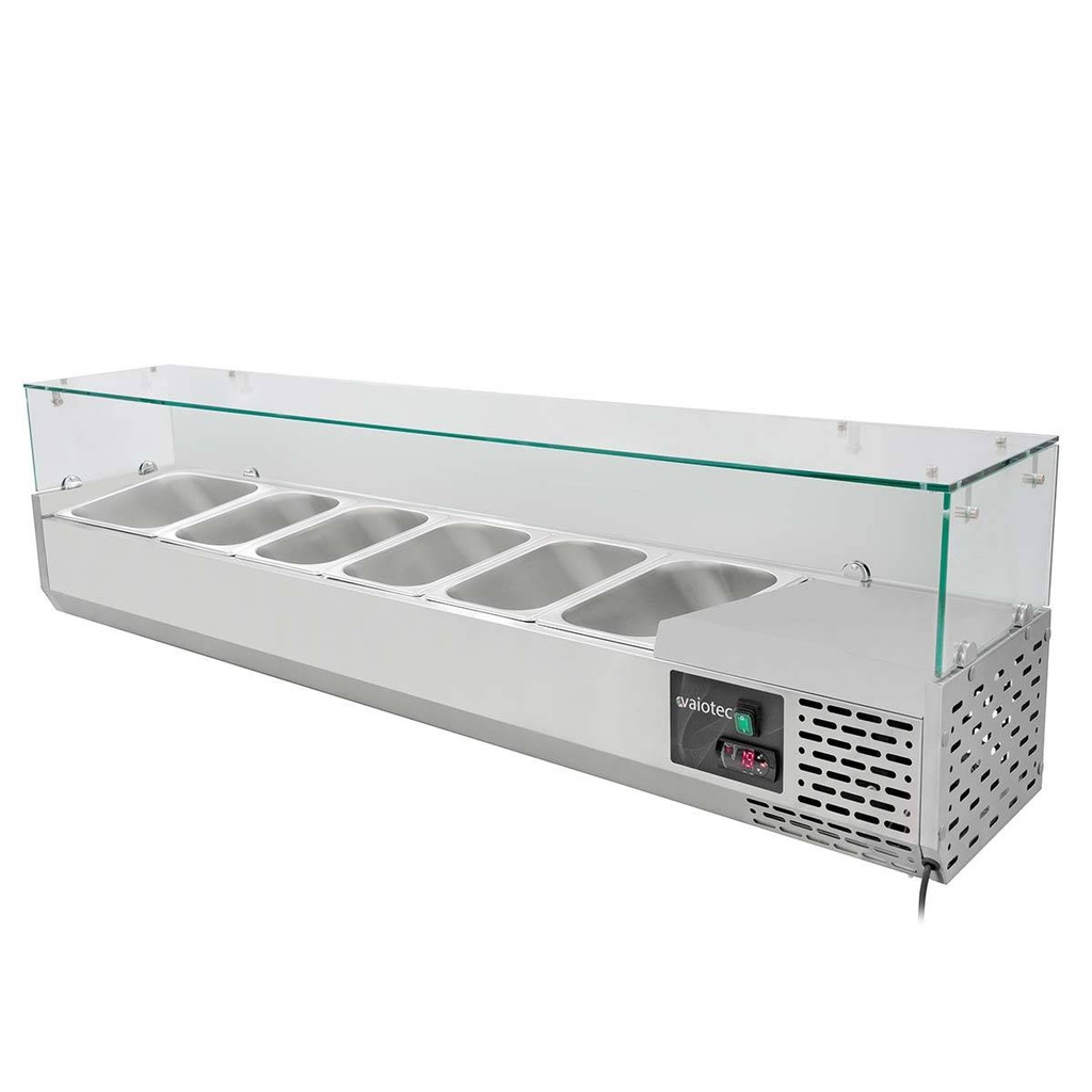 Pizzakühltisch / 1-türig & 7 Schubladen "schwarz" inkl. Kühlaufsatz GN1/3, 1510 x 800 mm