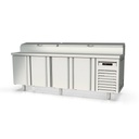 TOPLINE Belegstation / 4-fach mit Türen, Edelstahlaufsatz, GN 1/4, 2245 x 700 mm