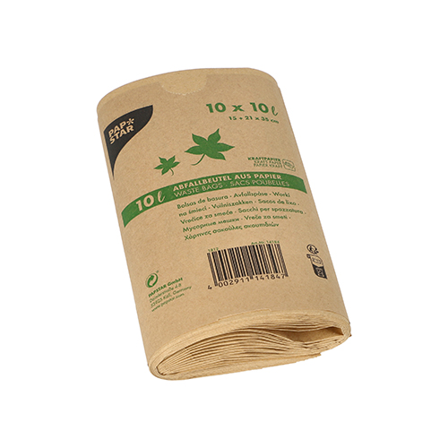 10 Abfallbeutel Kraftpapier 10 L 35 cm x 21 cm x 15 cm braun