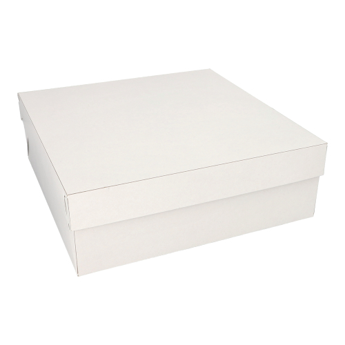 10 Tortenkartons, mit Deckel, Pappe eckig 30 cm x 30 cm x 10 cm weiss