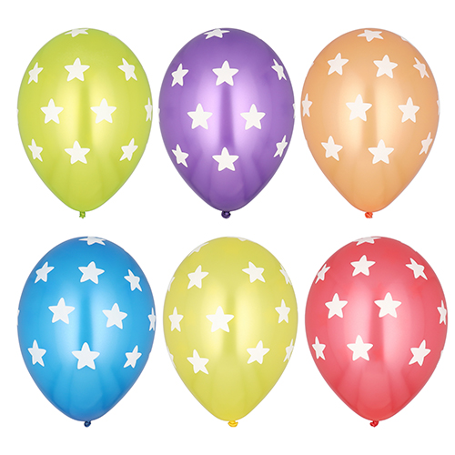 6 Luftballons Ø 29 cm farbig sortiert "Stars"