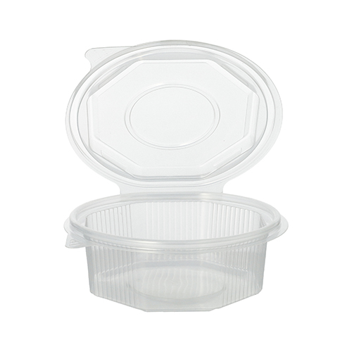 50 Verpackungsbecher mit Klappdeckeln, PP 8-eckig 375 ml 4,2 cm x 11 cm x 11 cm transparent