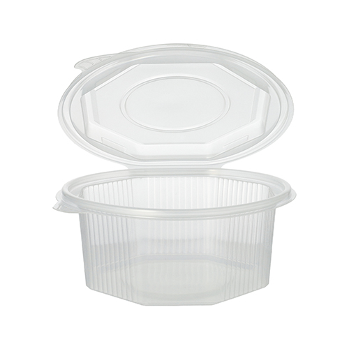 50 Verpackungsbecher mit Klappdeckeln, PP 8-eckig 750 ml 6,1 cm x 13 cm x 13 cm transparent