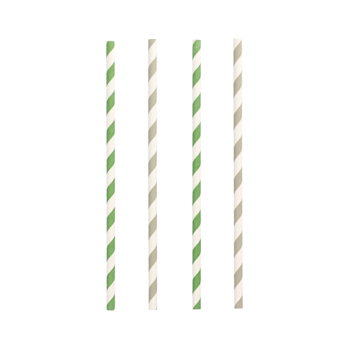 25 Trinkhalme, Papier Ø 6 mm · 20 cm farbig sortiert "Stripes"
