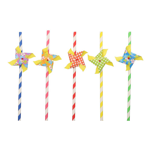 50 Trinkhalme, Papier Ø 6 mm · 20 cm farbig sortiert "Windmill"