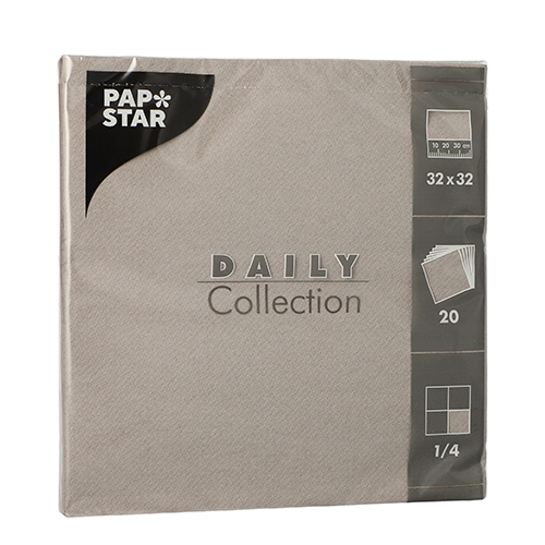 20 Servietten "DAILY Collection" 1/4-Falz 32 cm x 32 cm grau