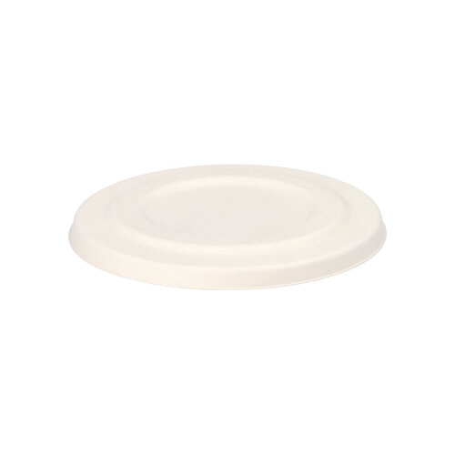 50 Deckel für Suppenbecher, Zuckerrohr "pure" rund Ø 14 cm weiss