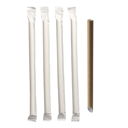 200 Bubble Tea Halme Papier "pure" Ø 12 mm · 20 cm braun einzeln gehüllt, einseitig spitz