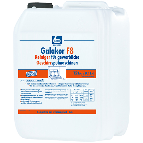 12 kg "Dr. Becher" Galakor F8 Reiniger 9,2 L für gewerbliche Geschirrspülautomaten