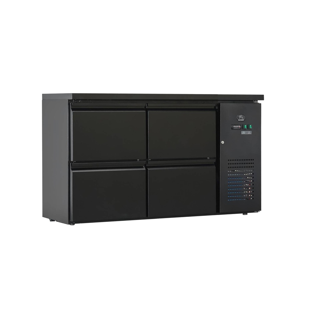 Flaschenkühltisch 280 Liter | Schwarz | 4 Schubladen | 1465 x 520 x 840 mm