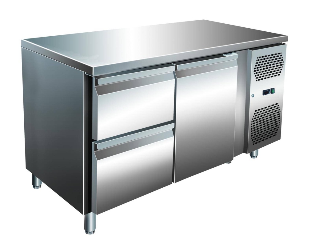 VIP Kühltisch mit 1x 2 Schubladen und 1 Tür -2 bis +8°C 1.360x700x860 mm