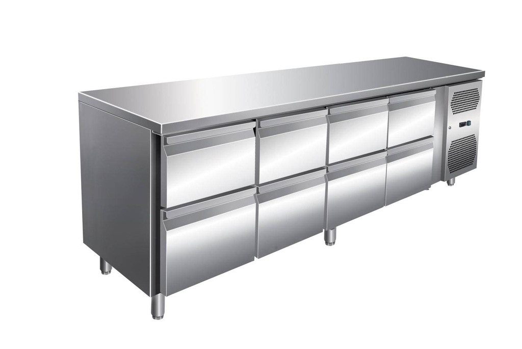 VIP Kühltisch mit 4x 2 Schubladen -2 bis +8°C 2.230x700x860 mm