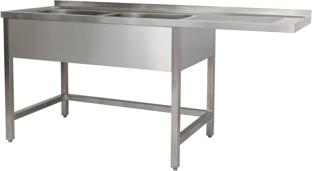 Spülzentrum 1500 x 600 x 850 mm 2 Becken links, mit Grundboden      600 mm Tiefe