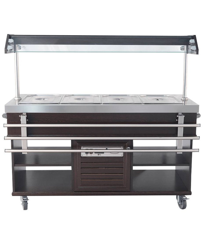 Gekühltes Büffet GN 4/1, 1500 x 700 x 1400 mm, mahagoni