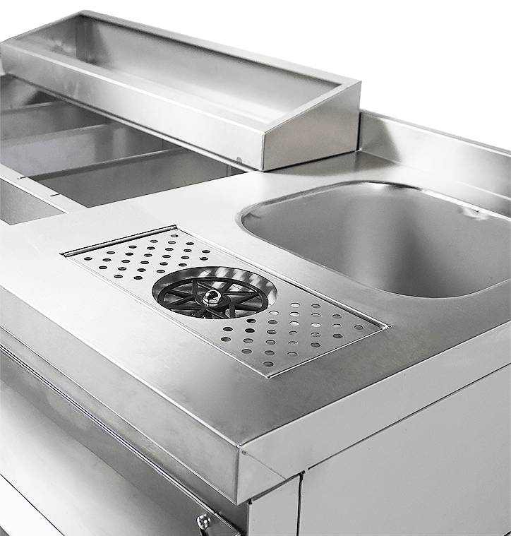 Cocktailstation aus Edelstahl, 1790 x 700 x 875 mm