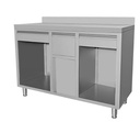 Kaffee Arbeitstisch aus Edelstahl, 1500 x 600 x 1150 mm