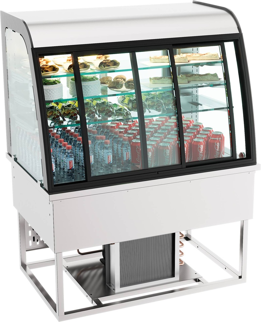 Einbaukühlvitrine Schiebetüren, 140 L, 1100 x 700 x 850 mm