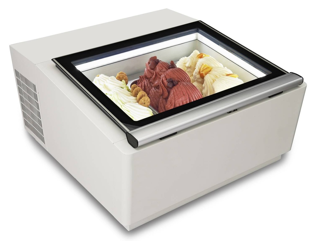 Tischmodell Speiseisvitrine mit Kundenseite, 670 x 750 x 375 mm, weiß