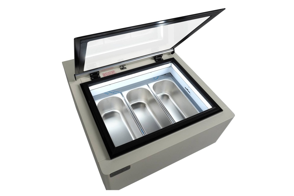 Tischmodell Speiseisvitrine mit Kundenseite, 670 x 750 x 375 mm, weiß