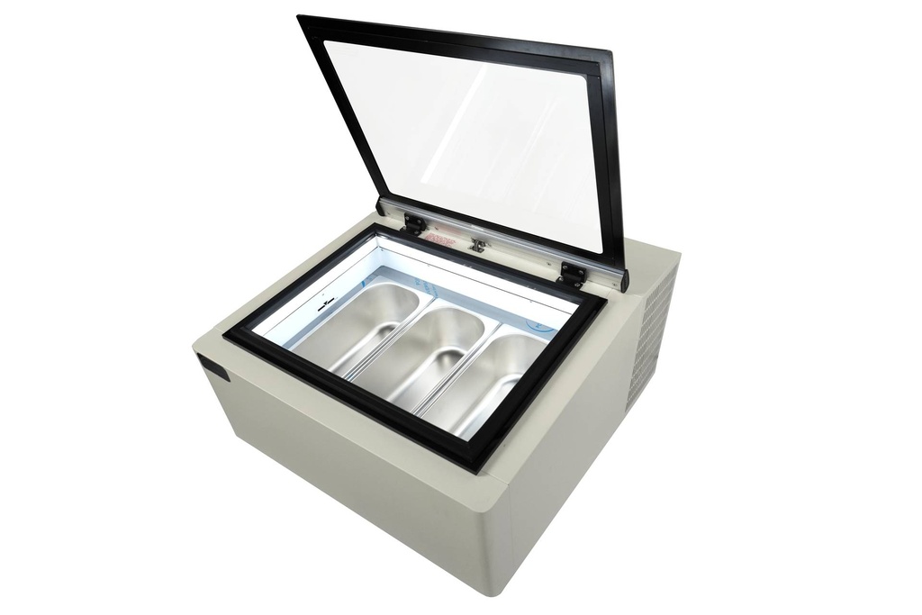 Tischmodell Speiseisvitrine mit Kundenseite, 670 x 750 x 375 mm, weiß