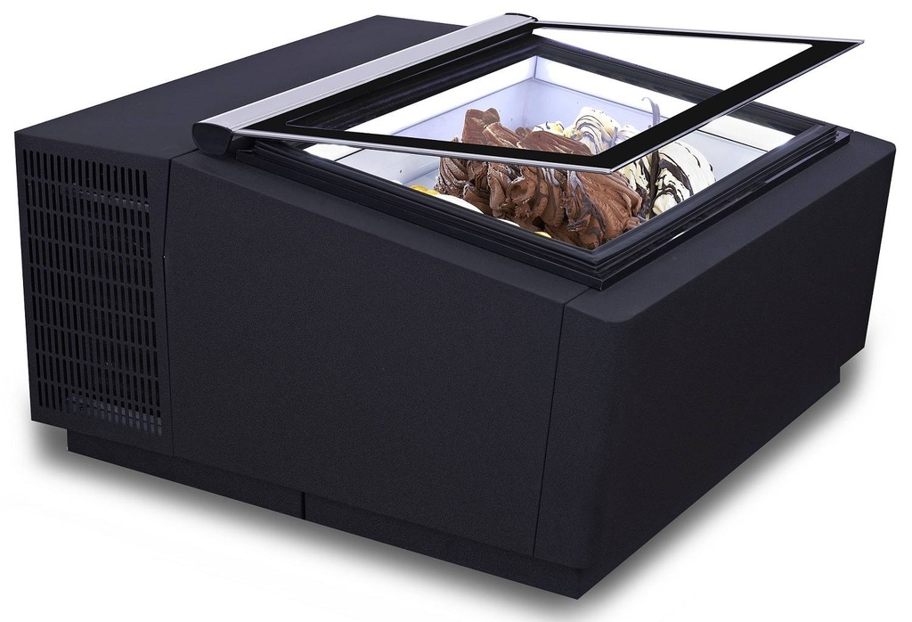 Tischmodell Speiseisvitrine mit Kundenseite, 670 x 750 x 375 mm, schwarz