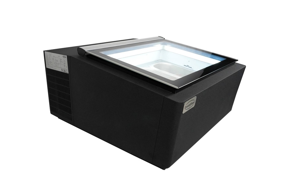 Tischmodell Speiseisvitrine mit Kundenseite, 670 x 750 x 375 mm, schwarz