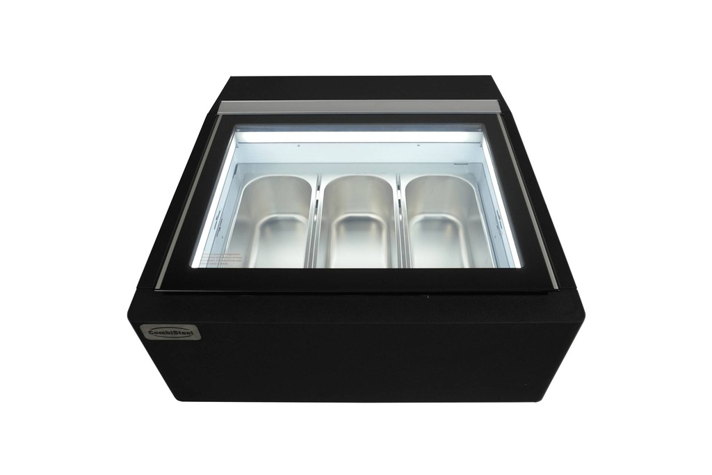 Tischmodell Speiseisvitrine mit Kundenseite, 670 x 750 x 375 mm, schwarz