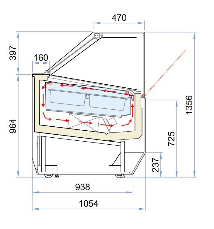 Speiseisvitrine Millenium 16, 1496 x 1054 x 1356 mm