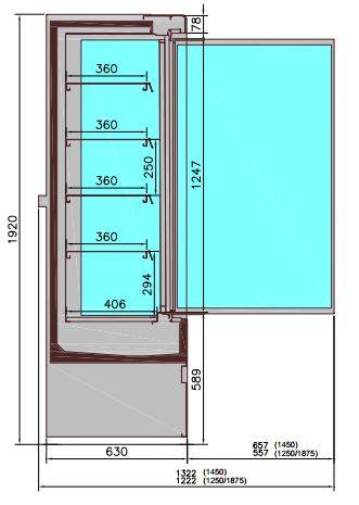 Wandkühlung Jamie 2 Türen, 1510 x 665 x 1920 mm, schwarz