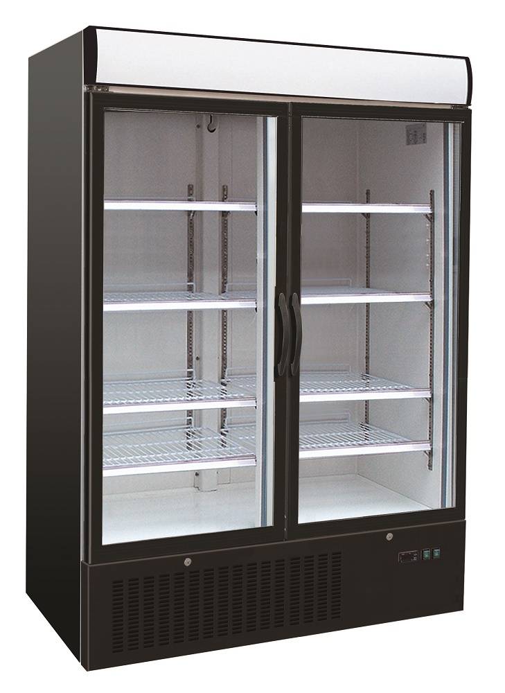 Kühlschrank 2 Glastüren aus Zwart gelakt staal, schwarz