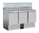 Pizzatisch mit Glas aus Edelstahl, 1368 x 700 x 1180 mm