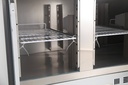 Pizzatisch mit Glas aus Edelstahl, 1368 x 700 x 1180 mm