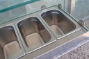 Pizzatisch mit Glas aus Edelstahl, 1368 x 700 x 1180 mm