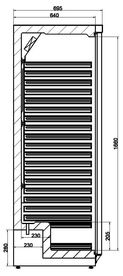 Kühlschrank 1 aus Edelstahl, 775 x 695 x 1885 mm, 419 L