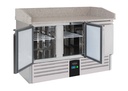 Pizzatisch 3 Türen aus Edelstahl, 1400 x 700 x 1020 mm