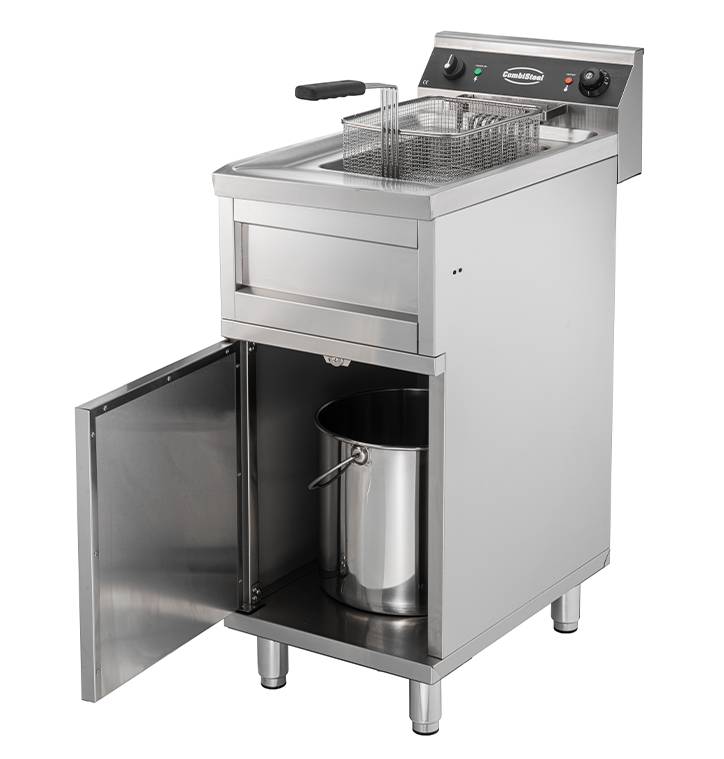 Elektro Friteuse aus Edelstahl, 1 x 12 L, 6 kW, 400 x 700 x 850 mm