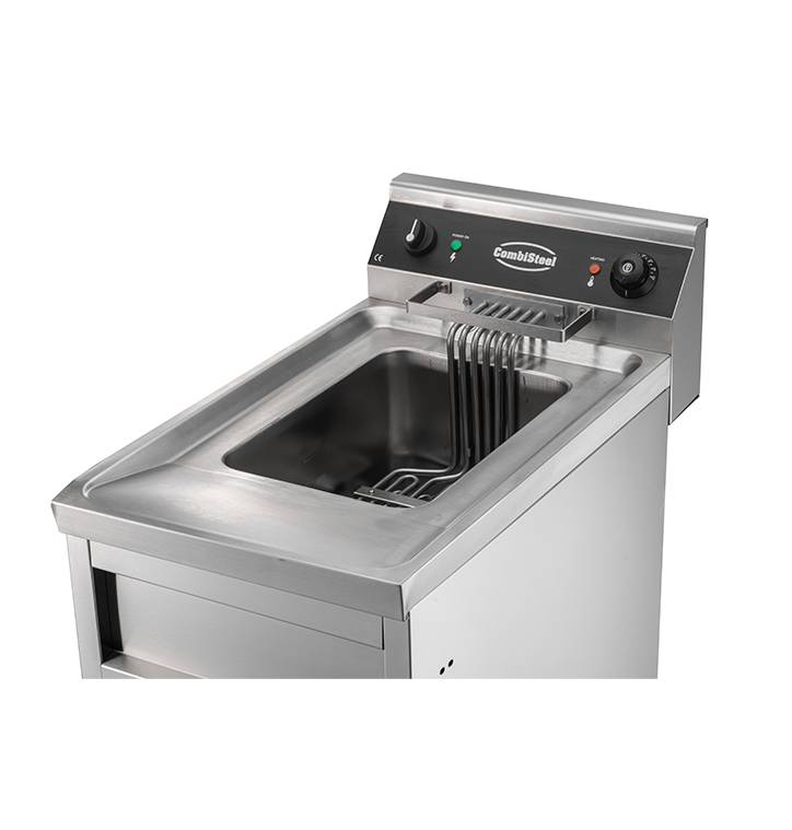 Elektro Friteuse aus Edelstahl, 1 x 12 L, 6 kW, 400 x 700 x 850 mm