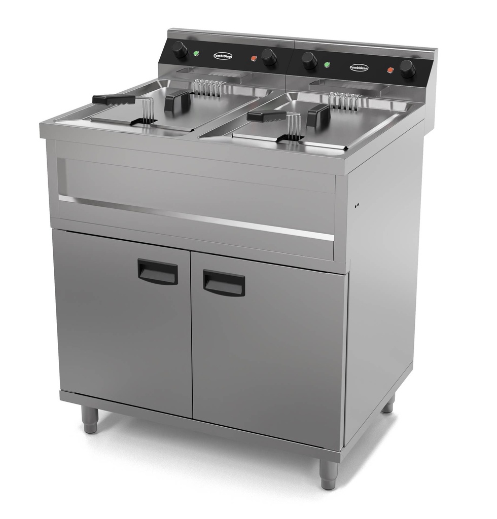 Elektro Friteuse aus Edelstahl, 2 x 12 L, 2 x 9 kW, 800 x 700 x 850 mm