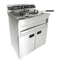 Elektro Friteuse aus Edelstahl, 2 x 9 L, 695 x 530 x 970 mm