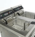 Elektro Friteuse aus Edelstahl, 2 x 9 L, 695 x 530 x 970 mm