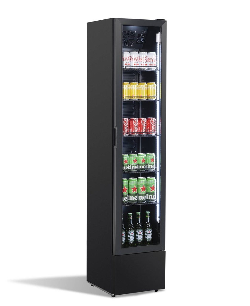 Kühlschrank Glastür, 390 x 470 x 1880 mm, schwarz