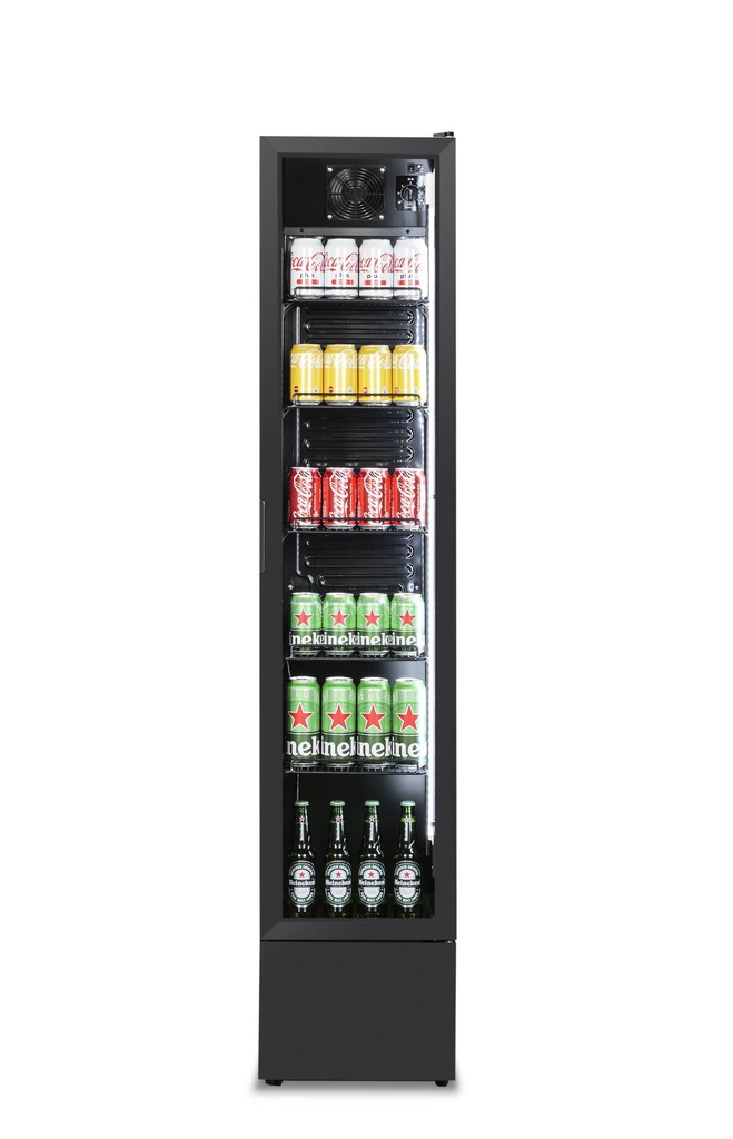 Kühlschrank Glastür, 390 x 470 x 1880 mm, schwarz