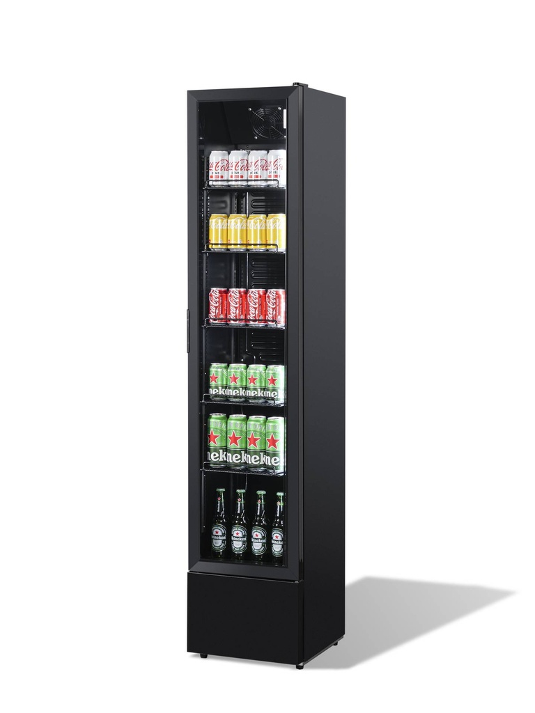 Kühlschrank Glastür, 390 x 470 x 1880 mm, schwarz