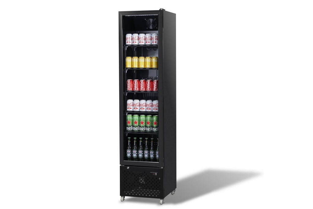 Kühlschrank Glastür, 460 x 560 x 1915 mm, schwarz