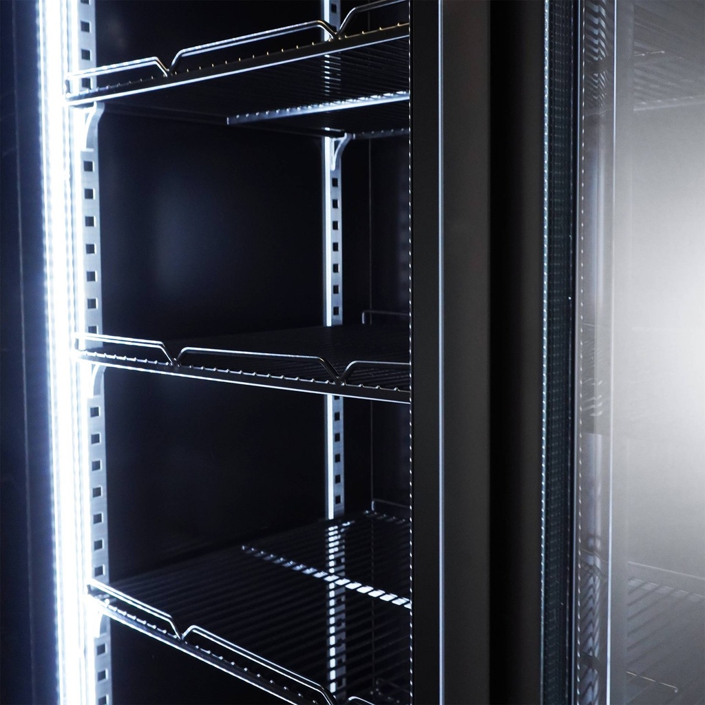 Kühlschrank 2 Glastüren, 1120 x 597 x 2100 mm, schwarz